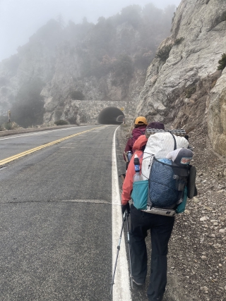 Road walking into a tunnel 