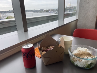 Lunch and my view of lake Union 